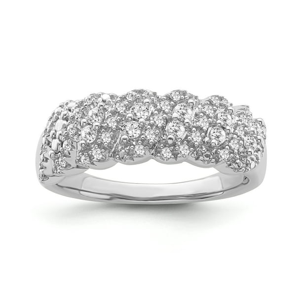 Diamond Wedding Band in 10K White Gold Size-10.5 G-H,I2-I3 1/10 cttw, 